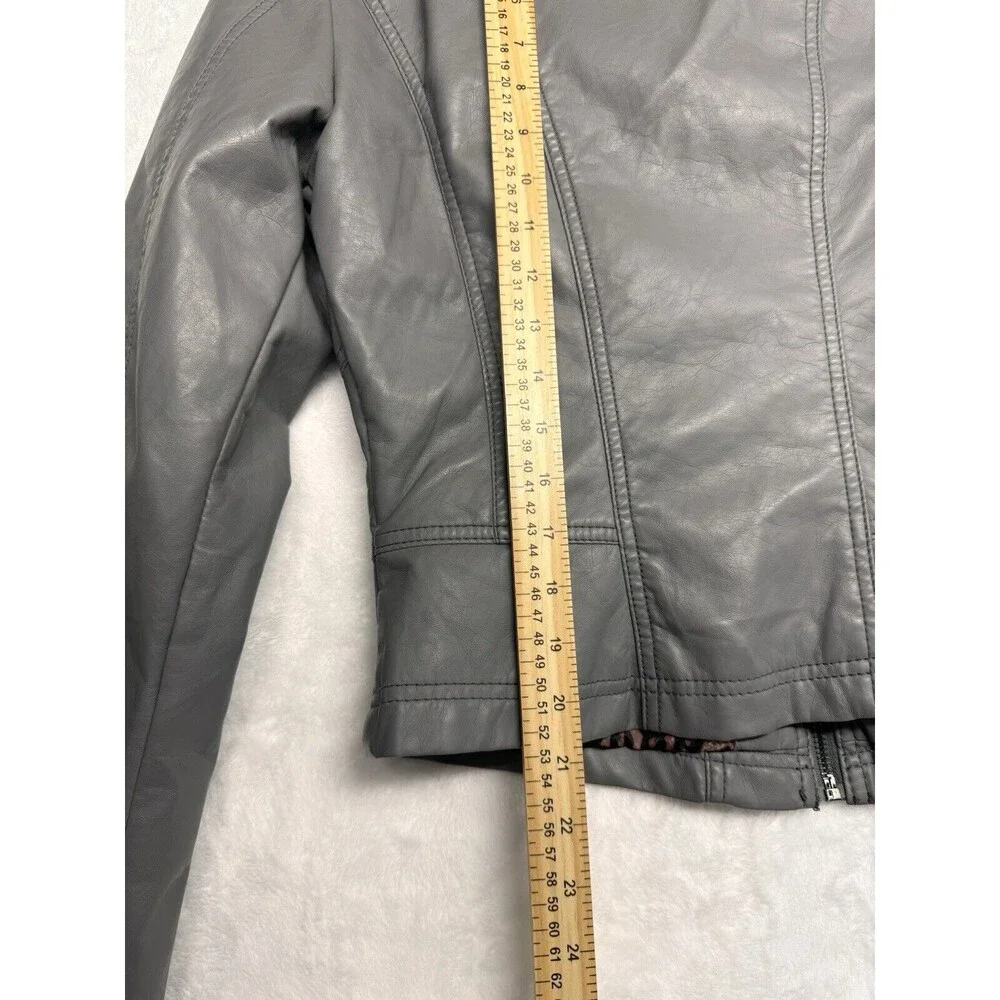 Therapy Jacket Women's Size M Gray Full Zip Pockets Lined Leopard - Picture 10 of 13